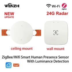 ZigBee Wifi 24G MmWave Radar presencia humana Sensor de movimiento con luminosidad/detección de distancia 5/110/220V Tuya Smart Life Home DIY