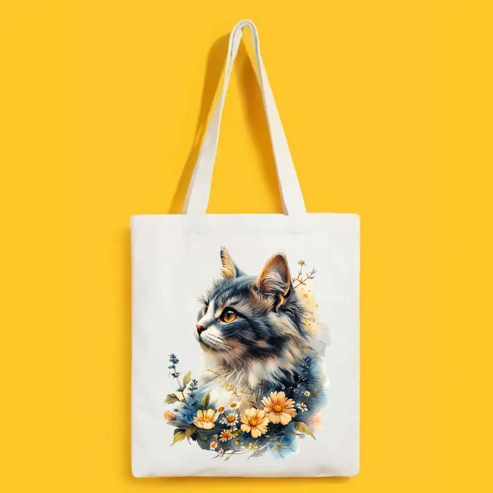 Cute Colorful Cat Iron-on Transfer For Clothing DIY A-Level Washable T-shirts Thermal Sticker Beautiful Flowers Patches Applique