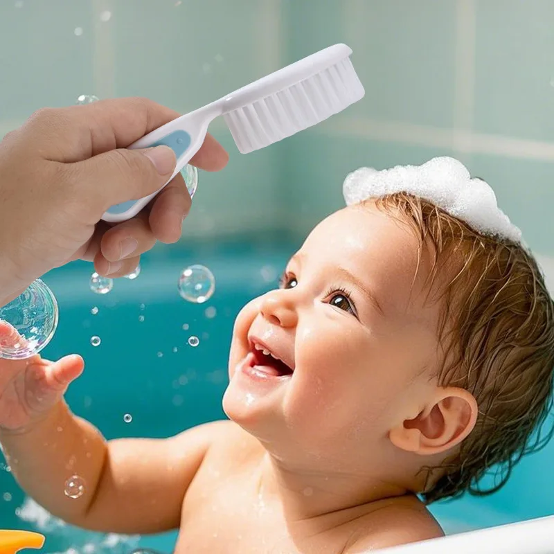 مشط أطفال جديد مكون من 3 قطع، مجموعة العناية بفرشاة أسنان الطفل وفرشاة الشعر، أداة تنظيف فرشاة غسيل الأطفال #2