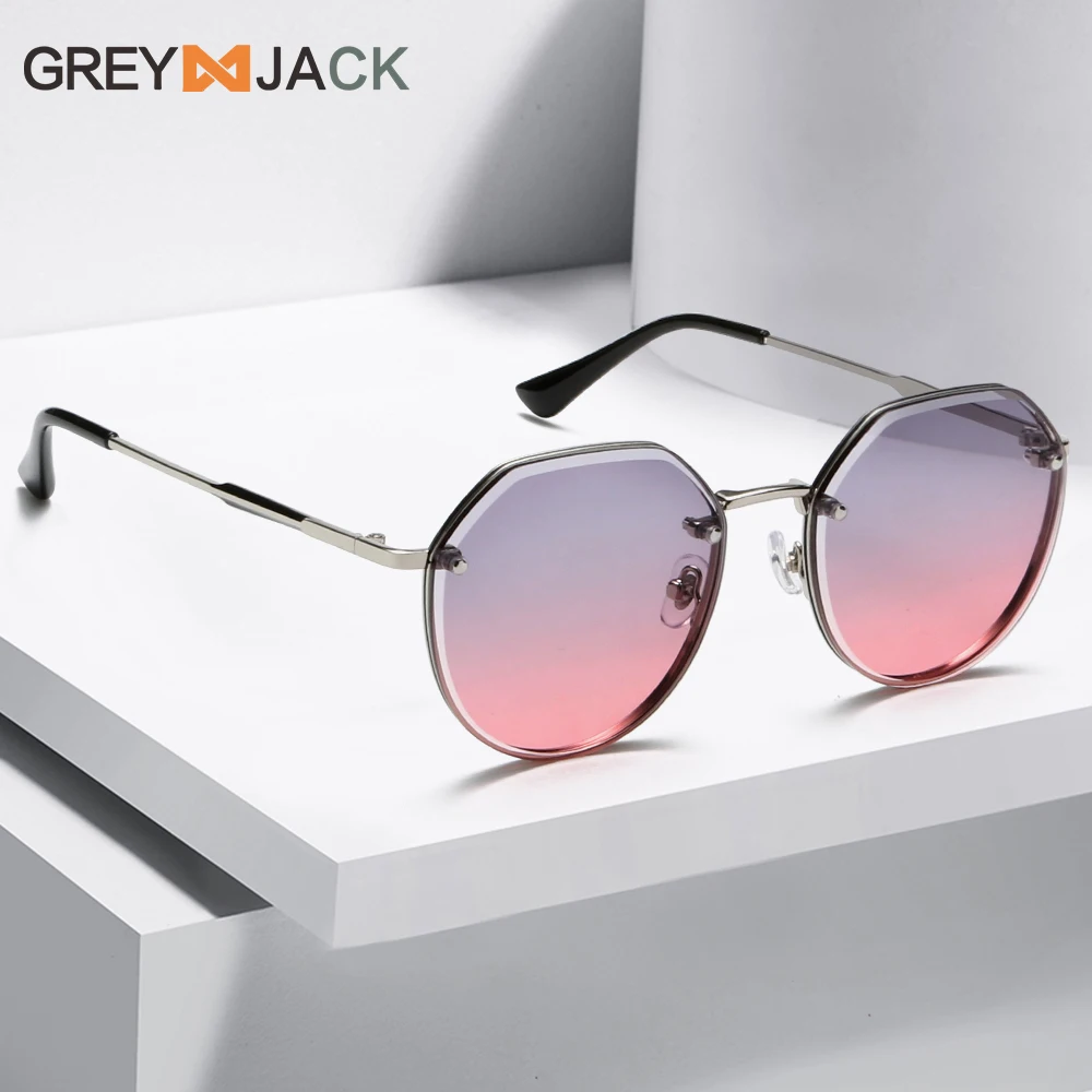 

New Fashion Female Eyewear Cutting Lens Rimless Sunglasses Gradient Sunglasses Women Sun Glasses