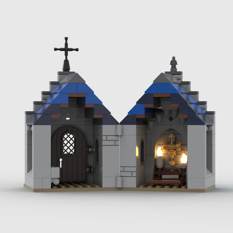 Juego de bloques de construcción MOC personalizados, modelo de árbol y capilla Medieval en miniatura, Kit de montaje creativo DIY para entusiastas de la arquitectura