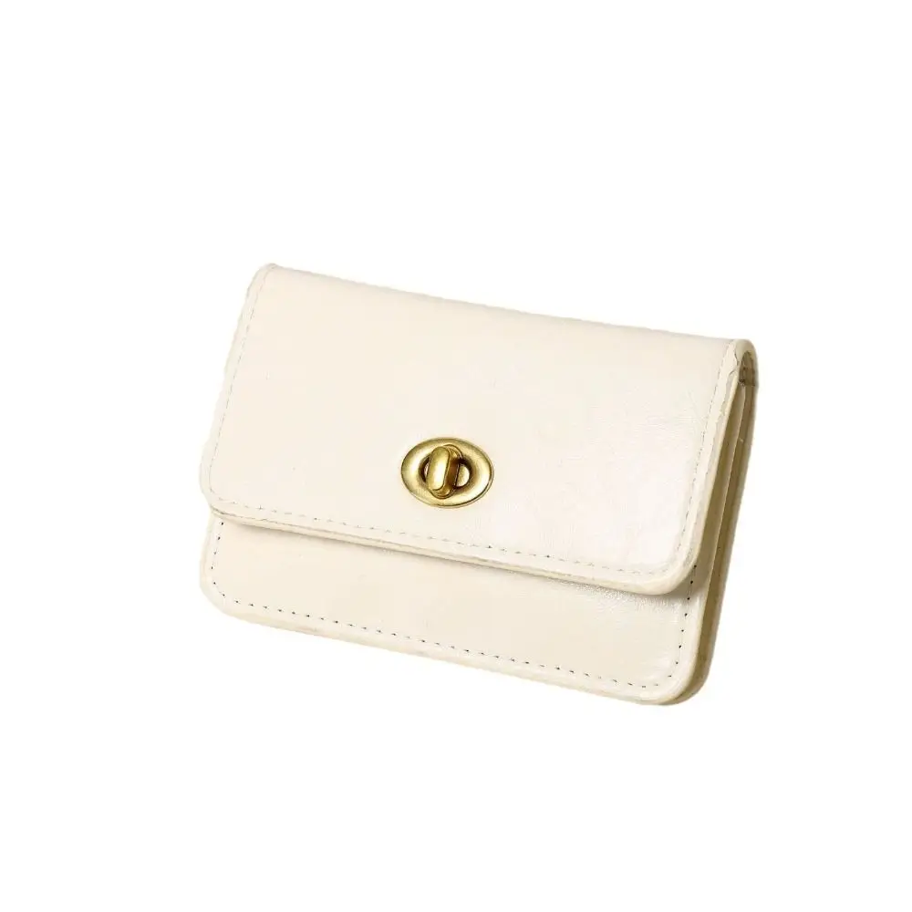 PU Leather Coin Purse Wallet Lock Closure Design Multi-Functional Compartments Mini Money Bag Card Slot Holder