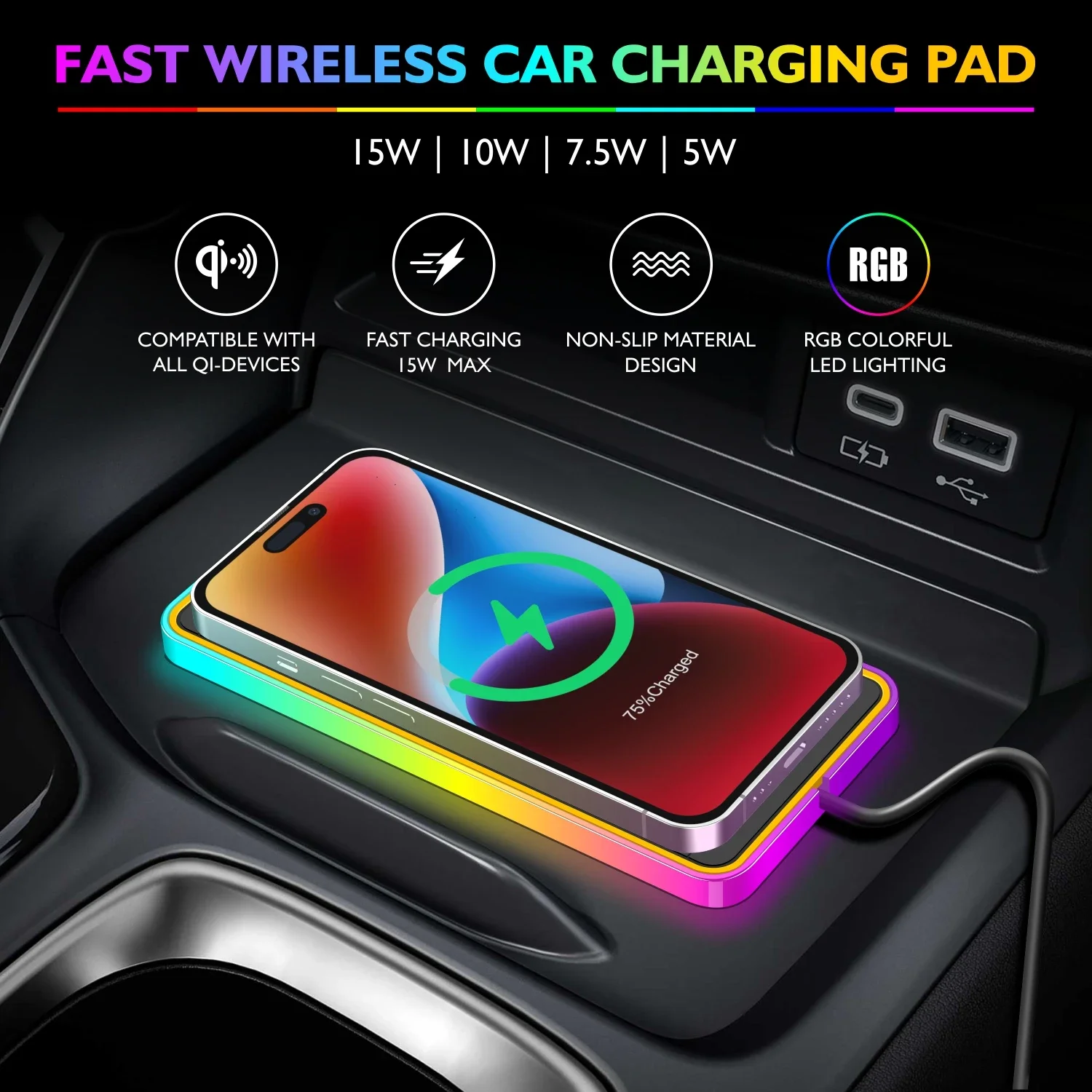 15W/10W/7.5W/5W Car Wireless Charger Wireless Charging Dock Pad For Benz W213 W205 A/B/C/E/S/G/V/R Series Fast Phone Accessories