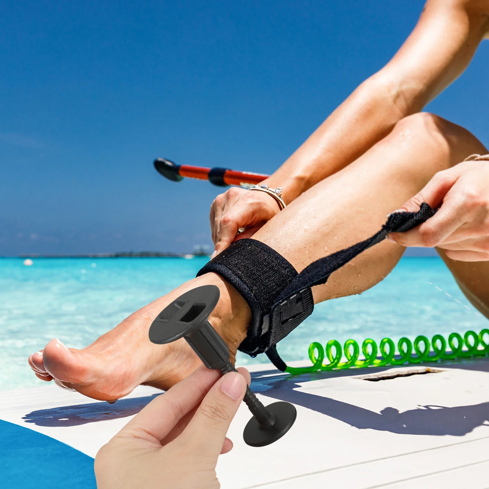 

4Pcs Surfboard Foot Buckle Anti-Slip ABS Safety Leg Rope Plug for Kayak Canoeing Sailing Surfing Outdoor Gear Foot Buckle