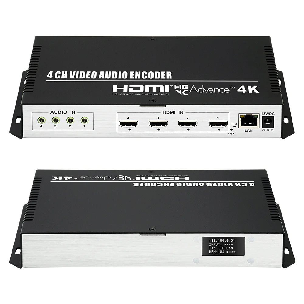 4-Channels 4K HDMI to IP Streaming Encoder H.265 H.264 IPTV HDMI Video Encoder with UDP HLS RTMP RTSP RTMPS SRT