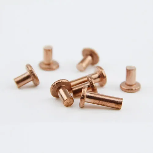 100PCS M2.5 Copper Rivet Flat head solid rivets 3mm-10mm long length screw screws