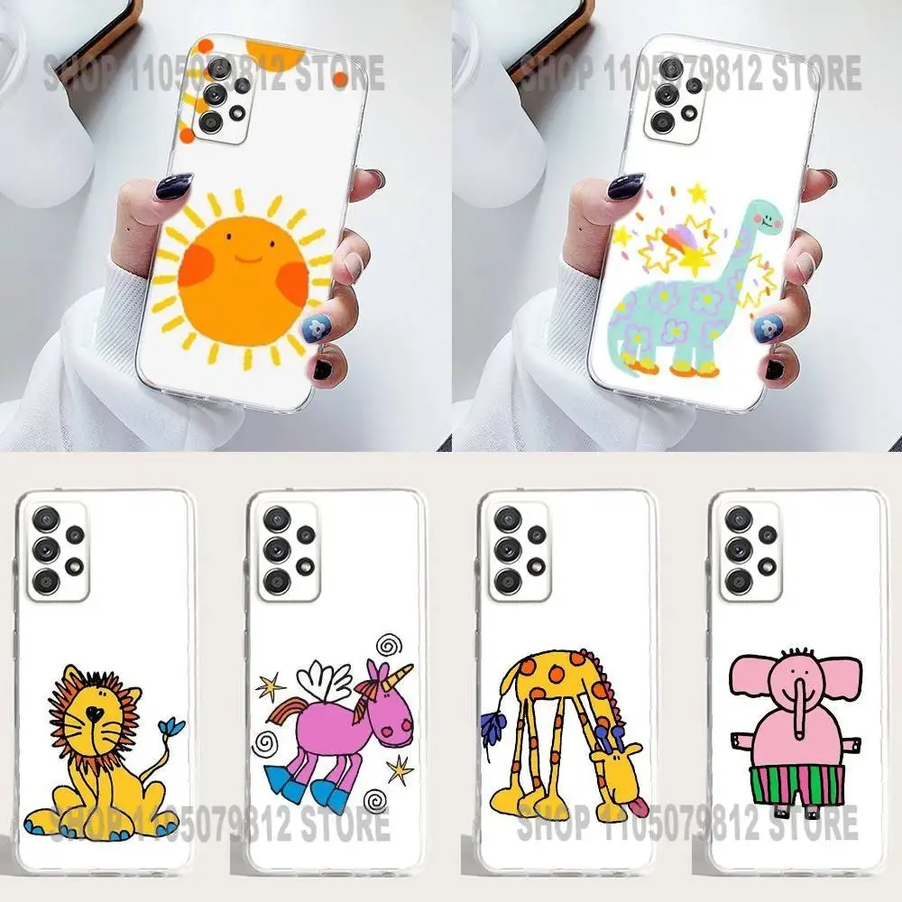 

Adorable cartoon animals Phone Case Silicone For Samsung S30,23,21,22,20 FE lite,S10,9,PIus Note20ultra Soft Transparent