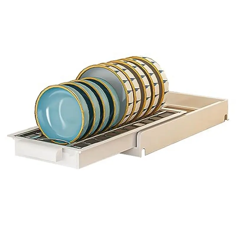 DT39 Pull Out Cabinet Organizer, Slide Out Pantry Drawer Storage Shelves with Handle - Stainless Steel Kitchen Drawer Dish Rack