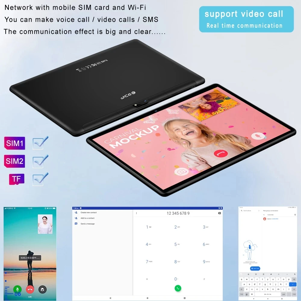 Máy Tính Bảng 10.1 Inch Android 9.0 Máy Tính Bảng RAM 4GB ROM 64GB 3G 4G Di Động Gọi Điện Thoại octa Core 8 CPU AI Tốc Độ-Lên Pin 5000MAh