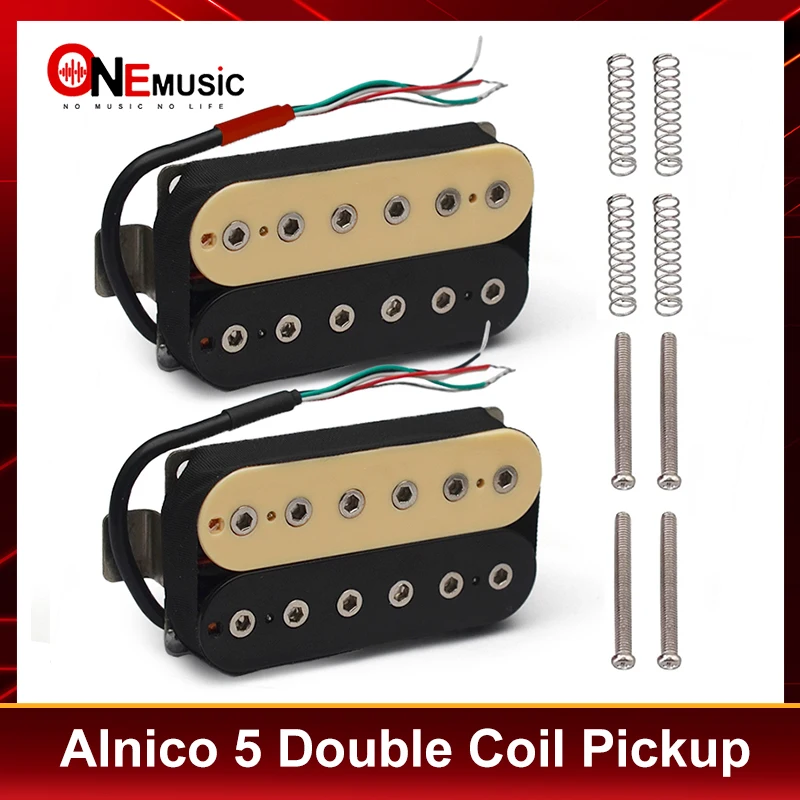 Vintage Alnico 5 Humbucker Pickup Double Coil Electric Guitar Bridge Pickup Black Guitar Parts Warm Sound Ivory/Black