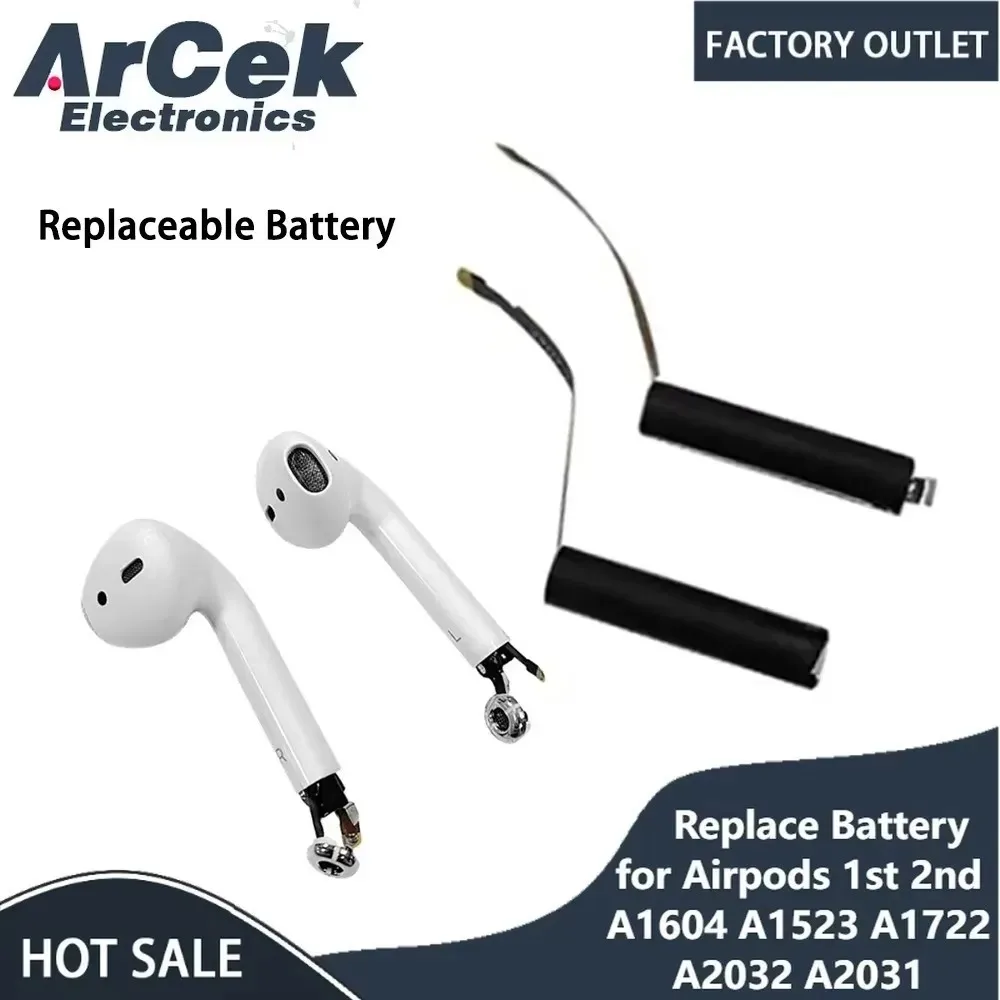 

Replace Battery 25mAh for Airpods 1st 2nd A1604 A1523 A1722 A2032 A2031 For Air Pods 1 Air Pods 2 Replaceable GOKY93mWhA1604