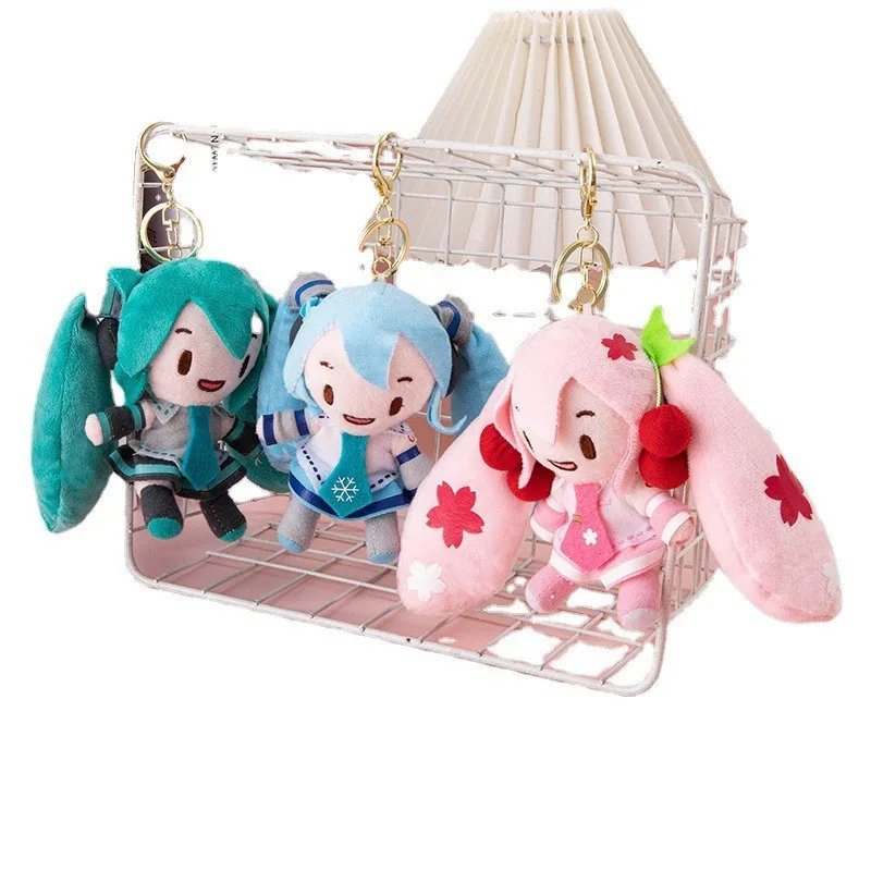 15CM 2025 New Anime Hatsune Miku Sakura Snow Kawaii Q Version Figure Model Toys Plush Doll Pendant Girls Christmas Gifts