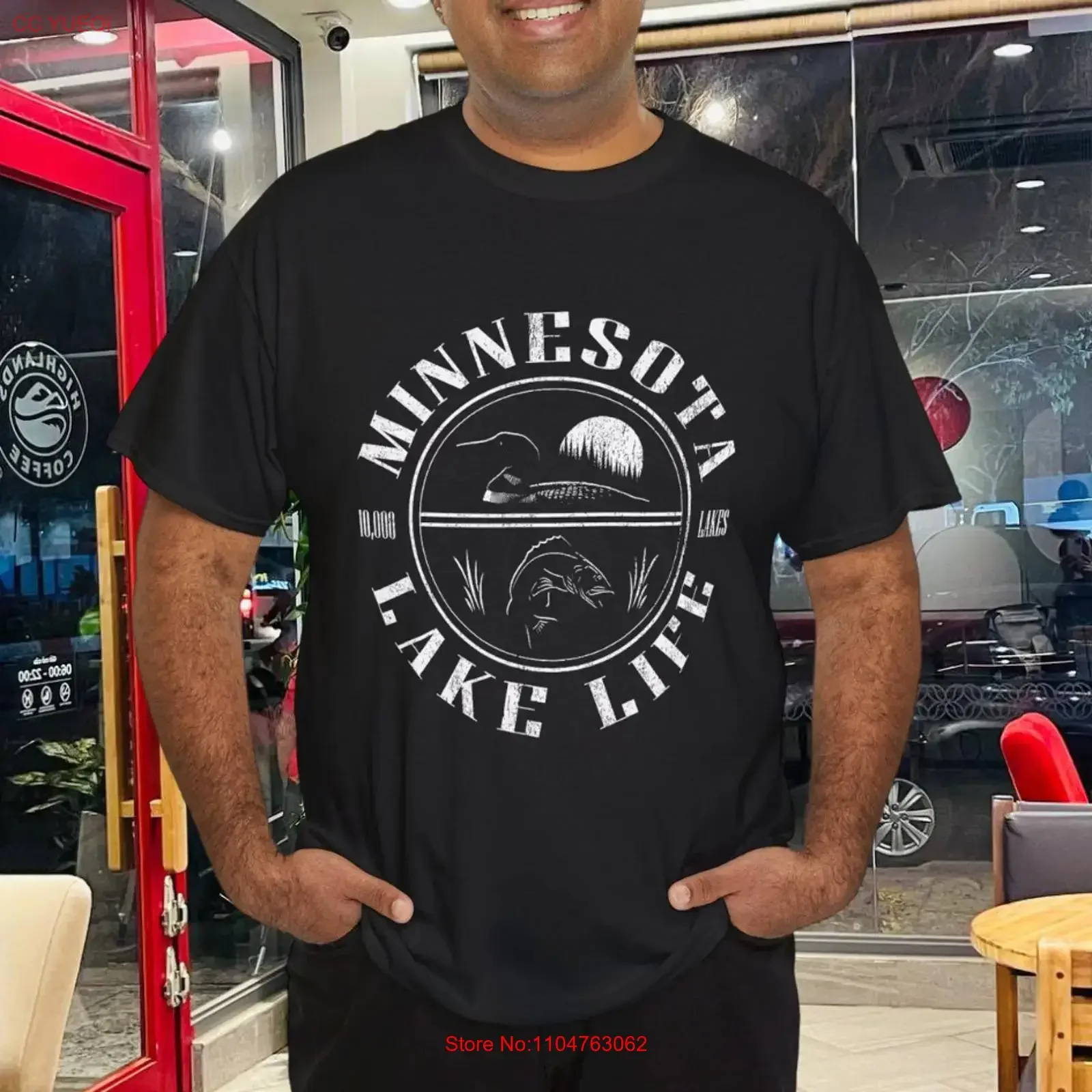 Minnesota Lake Life with Loon Walleye and Sunset T Shirt vintage Washed Stretched Casual Breathable Versatile designer clothes
