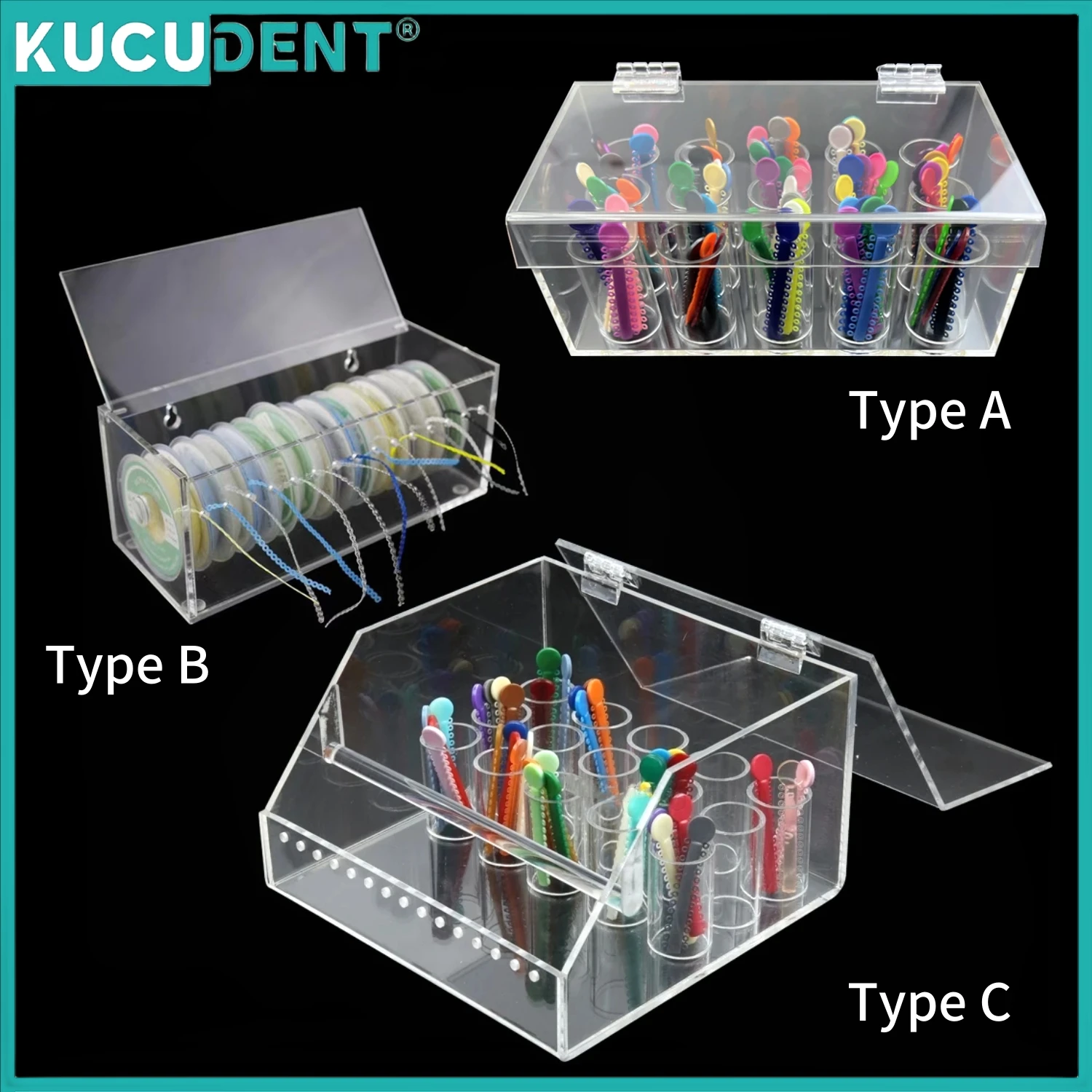 Dental Orthodontic Power Chain Placer Organizer Dental Ligature Tie Box Acrylic Dispenser Elastic Chain Storage Case Holder