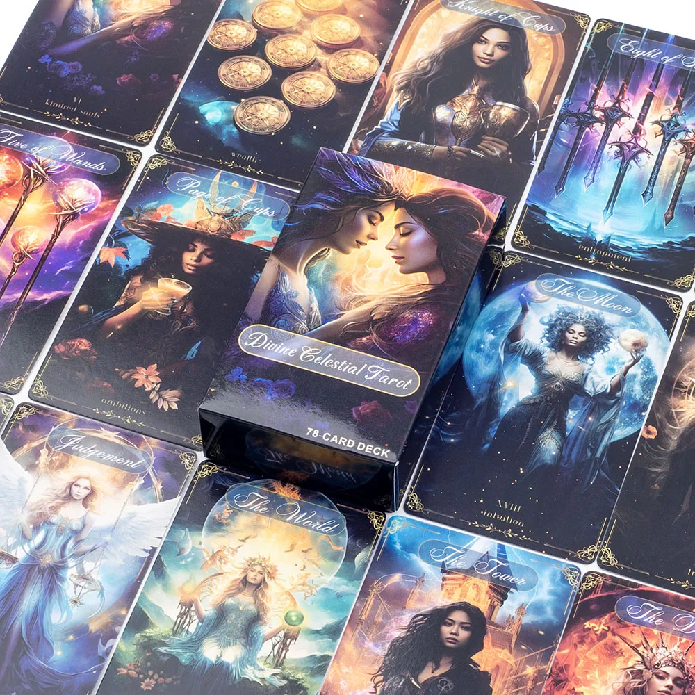 Sacred celestial tarot card game, versão inglesa, adivinhação jogo de tabuleiro com 78 cartas, para festa familiar, fortuna, edição de alta qualidade