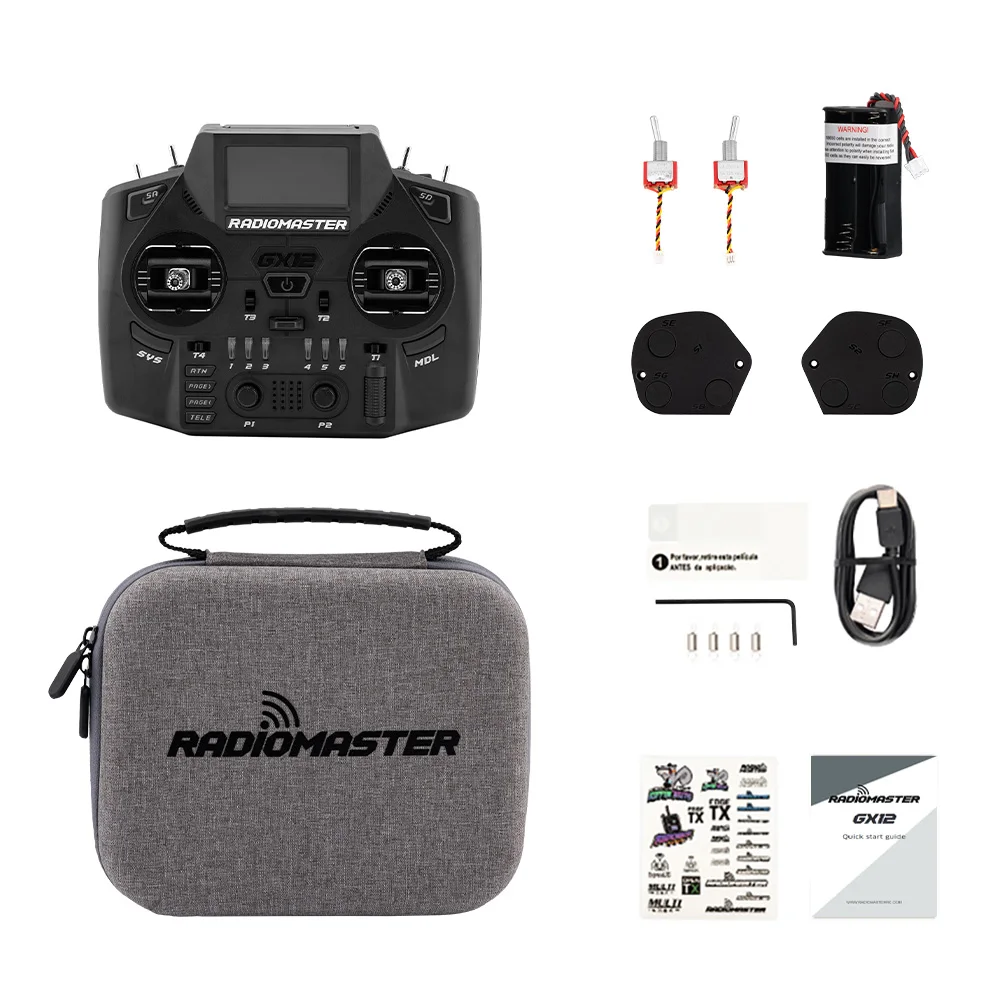 

RadioMaster GX12 Antenna Remote Control Dual-Band Gemini-X 16CH 2.4GHz/900MHz Express-LRS Hall Gimbal Radio Controller