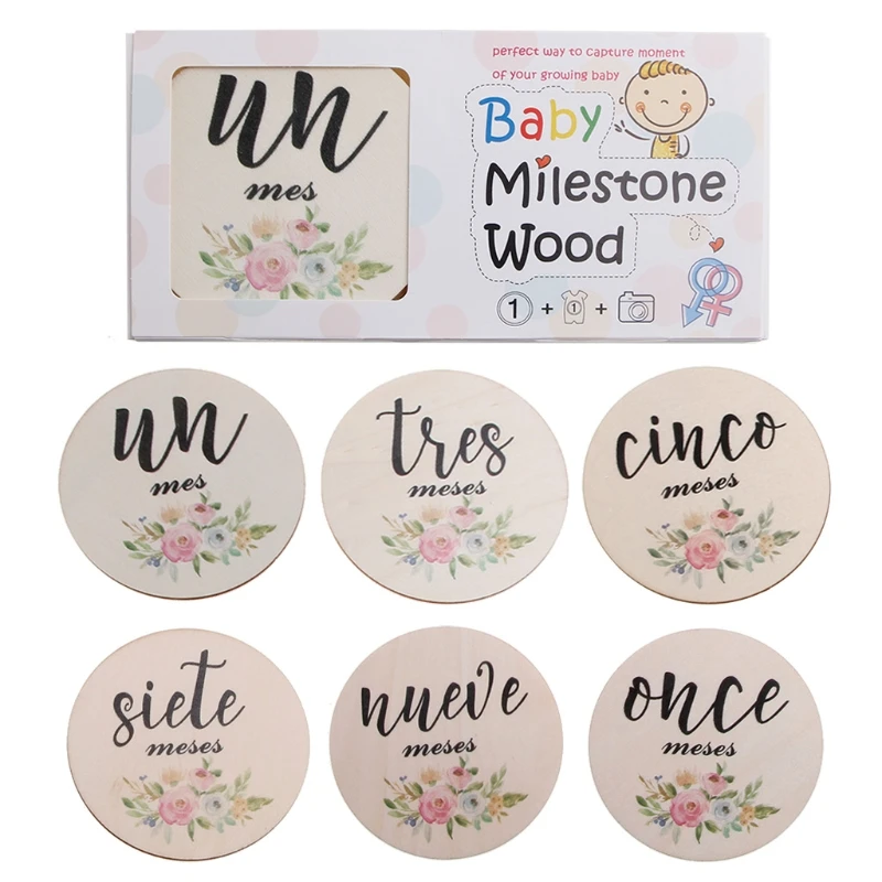 6 Pcs/Set Handmade Baby Milestone Cards Newborn Monthly Recording Card Photocard