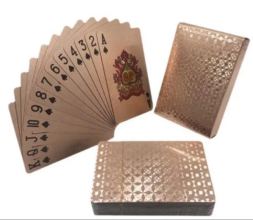 24K Gold Playing Cards Plastic Poker Game Deck Foil Pokers Pack Magic Waterproof Card Gift Collection Gambling Board  For Party