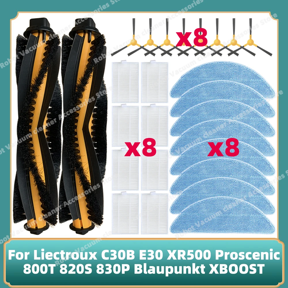 Kompatibel untuk liectrousx C30B E30 XR500 Proscenic 800T 820S 830P bloupunkt XBOOST sikat sisi utama suku cadang Filter Hepa