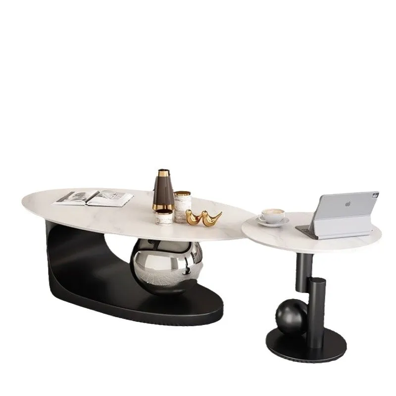 

Creative Internet celebrity coffee table rock slab oval coffee table modern light luxury living room home minimalist small