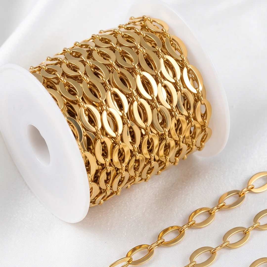 0.5meter 1meter Gold Stainless Steel Oval Paperclip Chain for Jewelry Making Chunky Chain Necklace Bracelet Bulk Chain Supplies view 6
