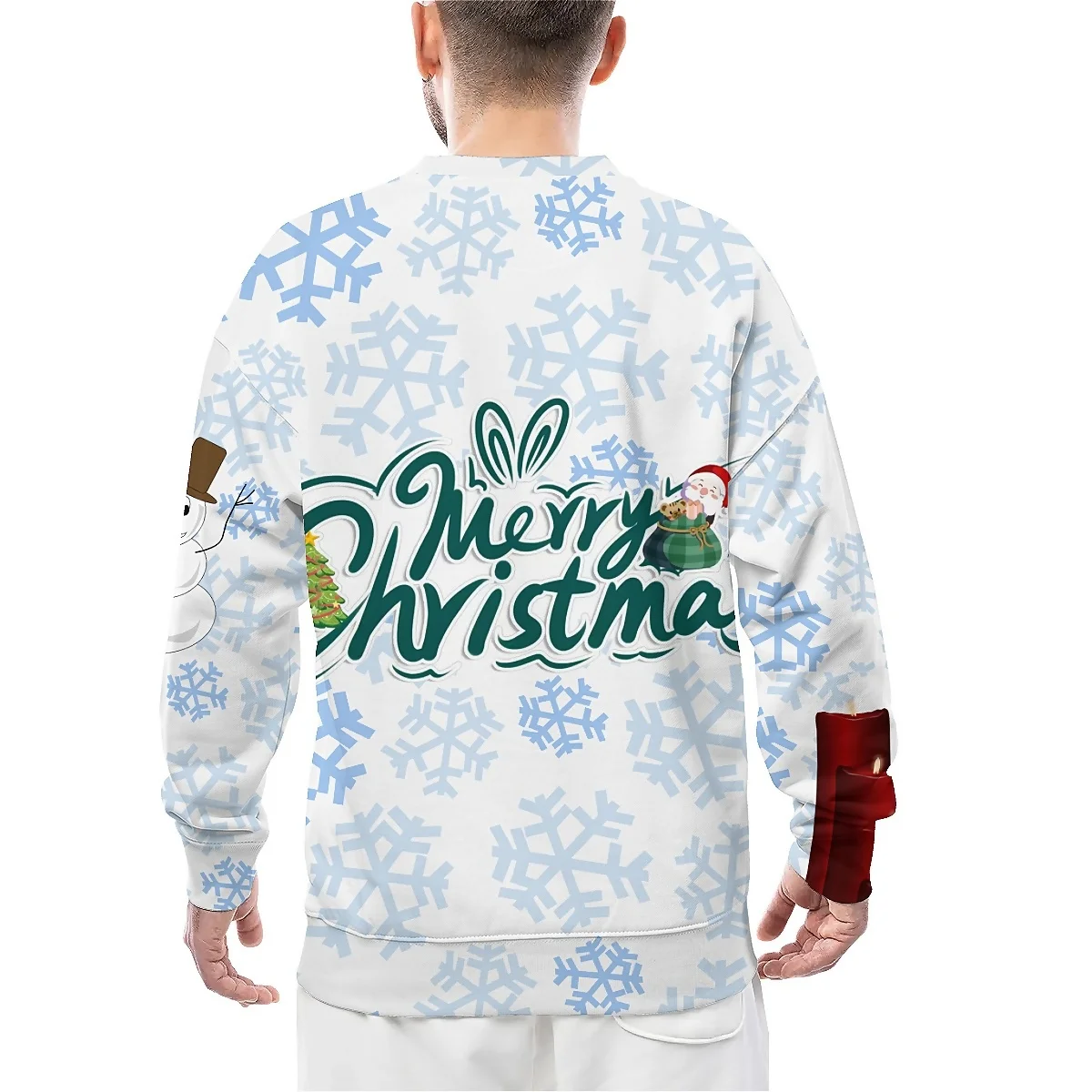 LIASOSO Christmas Sweatshirt with 3D Print Long Sleeve Unisex Bright Colors Festive Party Wear