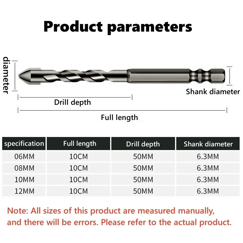 4 Pcs Eccentric Twist Drill Bit 6mm/8mm/10mm/12mm High-Strength Drill Bits Metal Twist Drill Bits for Glass Tile Wood Ceramic