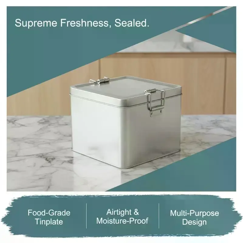 Metal Rectangular Iron Box Old Fashioned Storage Cake Packaging Box Durable With Lid Buckle Organizer