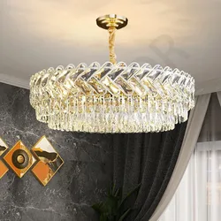 Plafonnier LED suspendu en cristal au design moderne, éclairage d'intérieur, luminaire décoratif de plafond, idéal pour un salon, une salle à manger ou une villa