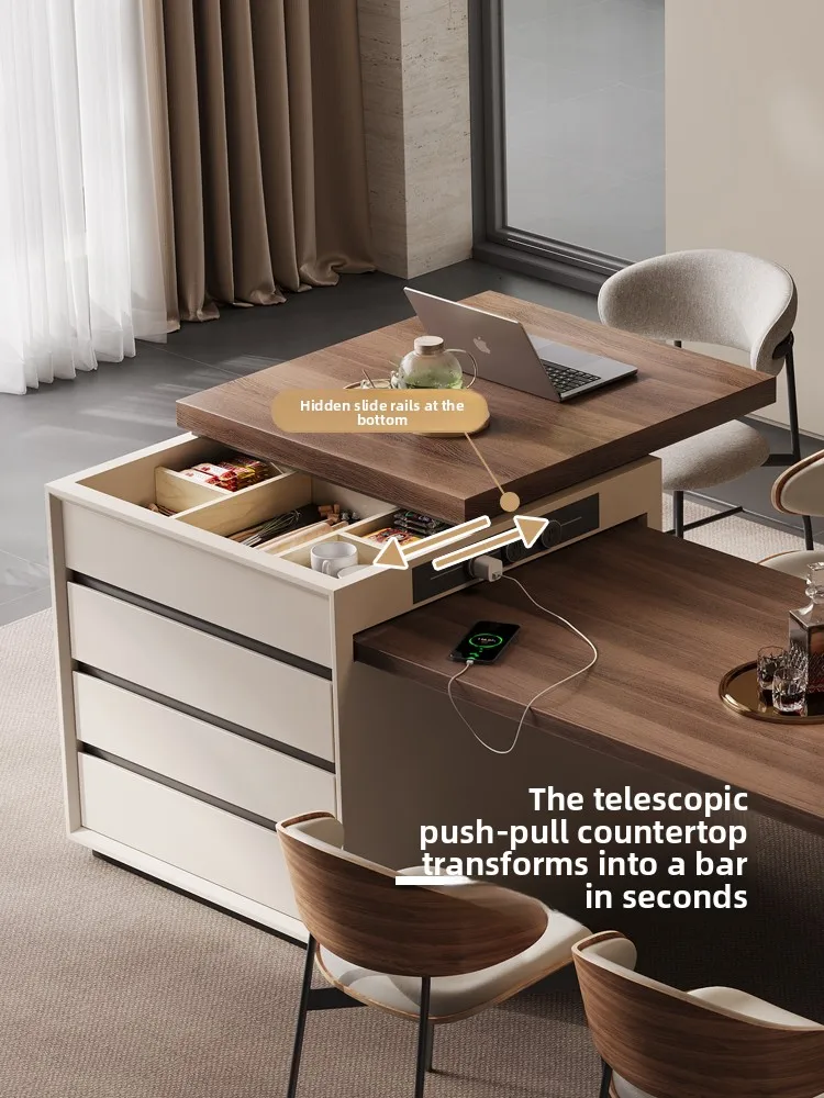 LMM island dining table integrated bar storage sliding grid light luxury high-end kitchen island