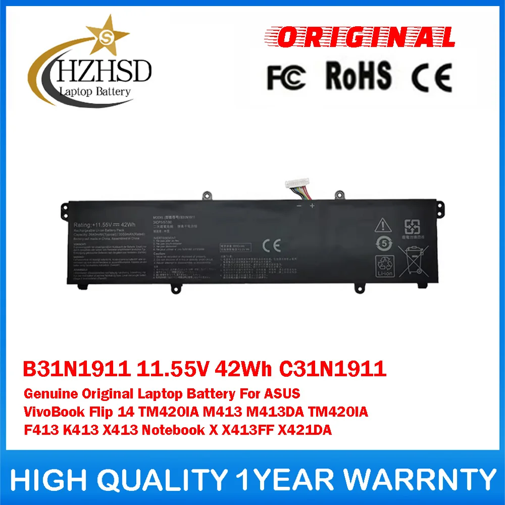 B31N1911 11.55V 42Wh C31N1911 Genuine Original Laptop Battery For ASUS VivoBookFlip14 TM420IA M413 M413DA TM420IA F413 K413 X413