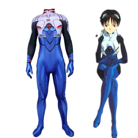 Traje de Cosplay de superhéroe EVA Ikari Shinji, monos Zentai de Spandex, disfraz de Halloween para niños y adultos