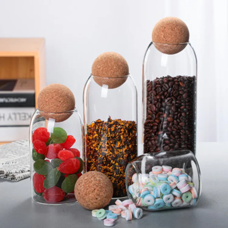 Household storage Clear glass sealed jar Storage jar Grain storage jar Creative corked tea jar tea organizer  tea jar