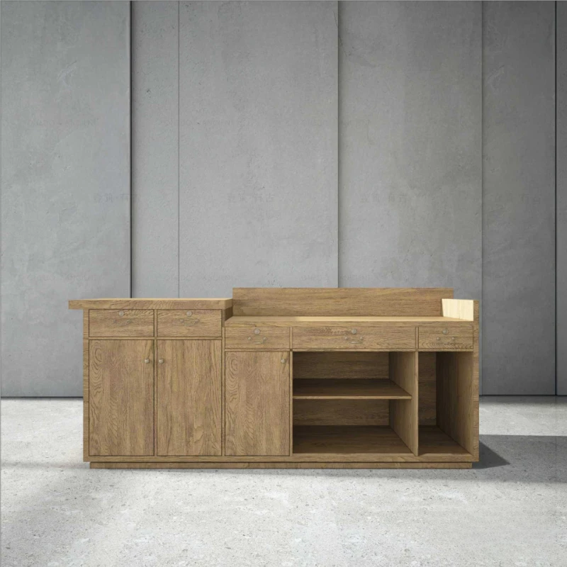 الإبداعية الاستقبال الخروج العدادات متجر النمط الصيني المألوف الخشب الحبوب الخروج عدادات أثاث الفندق Casse JT40C #4