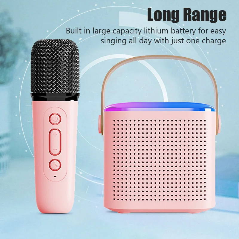 K12 Karaoke Machine Portable Bluetooth 5.3 PA Speaker System with 2 Wireless Microphones Home Family Singing Children's Gifts