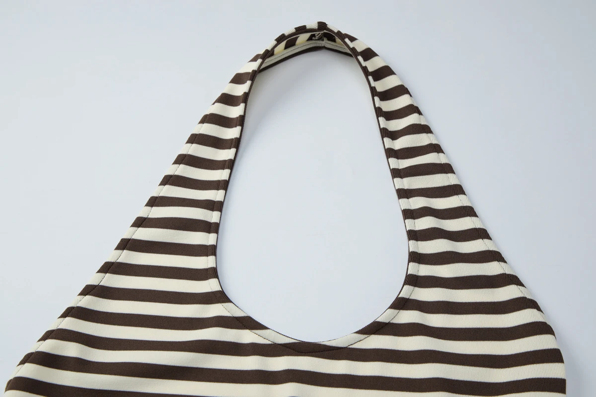 Hugcitar Neckholder-Kleid mit Streifenmuster, rückenfrei, sexy, figurbetont, Mini-Kleid, Damenmode, Strandkleid, Urlaub, Party, Sommerkleid, Großhandel – Detail 5