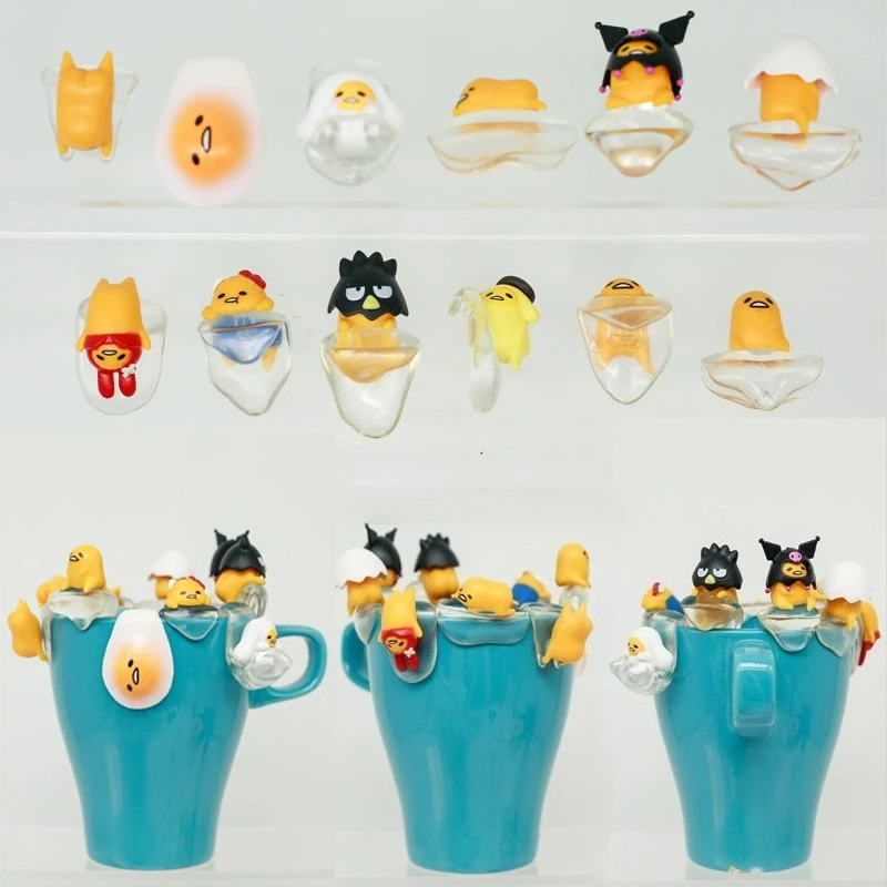 

Аниме Gudetamas желт ленивые яйца фигурки милые кавайные чашки обод слепая коробка игрушка модель коллекция украшения кулон подарки для детей