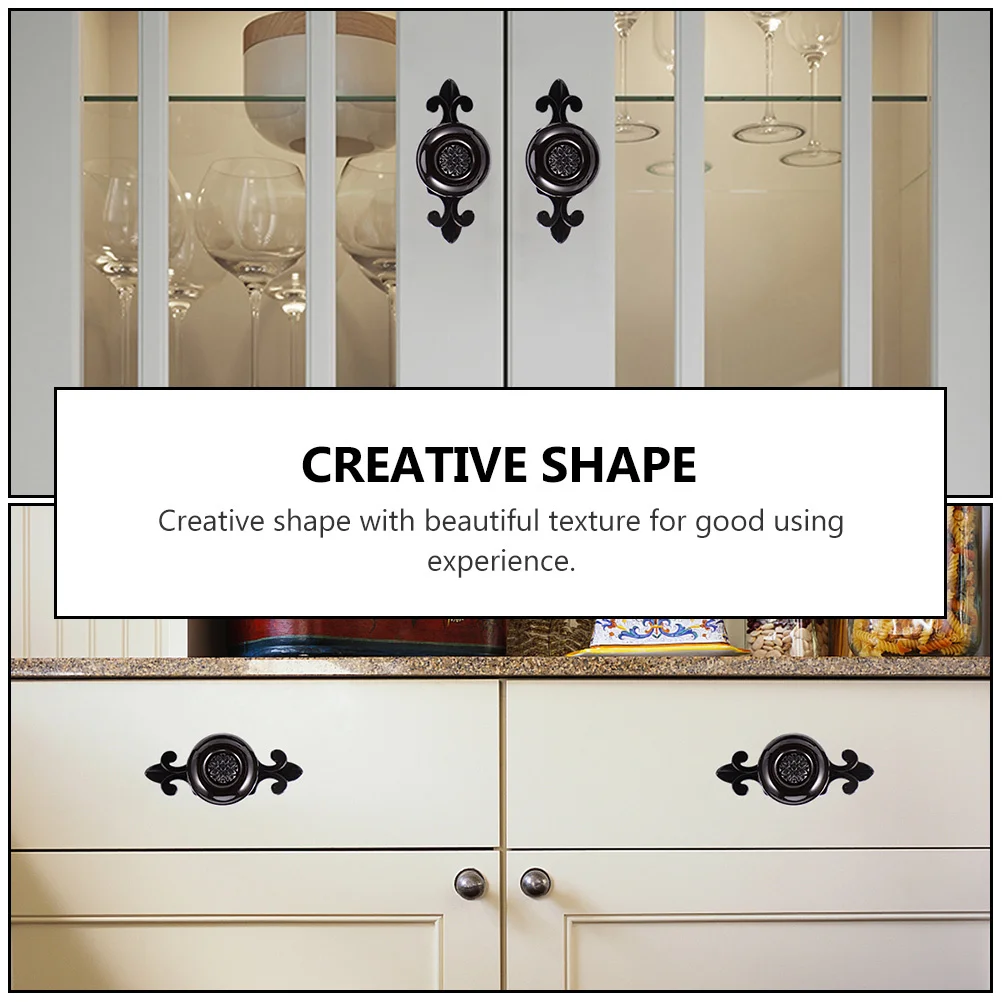 

4Pcs Ceramic and Zinc Alloy Drawer Pulls Sturdy Black Cabinet Handles Smooth Furniture Knobs for Chest Bin Interior Door Use
