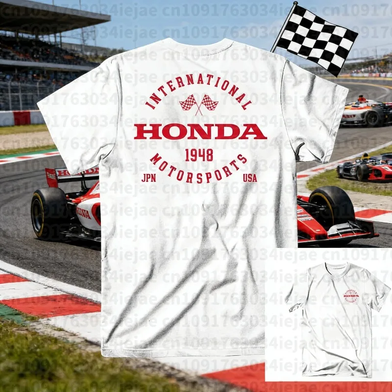

Honda 2025 Summer Hot New Non-winged Motorcycle T-Shirt Racing Men's T-Shirt Retro Motorcycle Series Printed Loose Neck Hip Hop