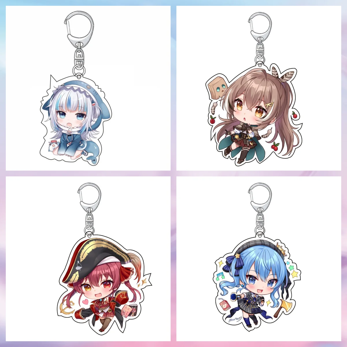 Anime Hololive Vtuber llavero dibujos animados figuras lindas colgante llavero anillo ornamento bolsa encanto mujeres hombres