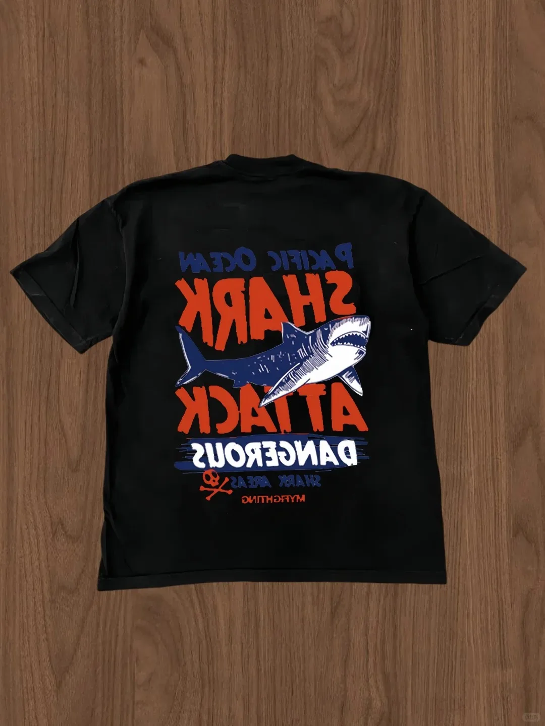 بسيط القرش طباعة الأمريكية بسيطة الاتجاه قصيرة الأكمام تي شيرت الصيف الرجال والنساء Harajuku الشارع نمط عارضة المتضخم أعلى #2