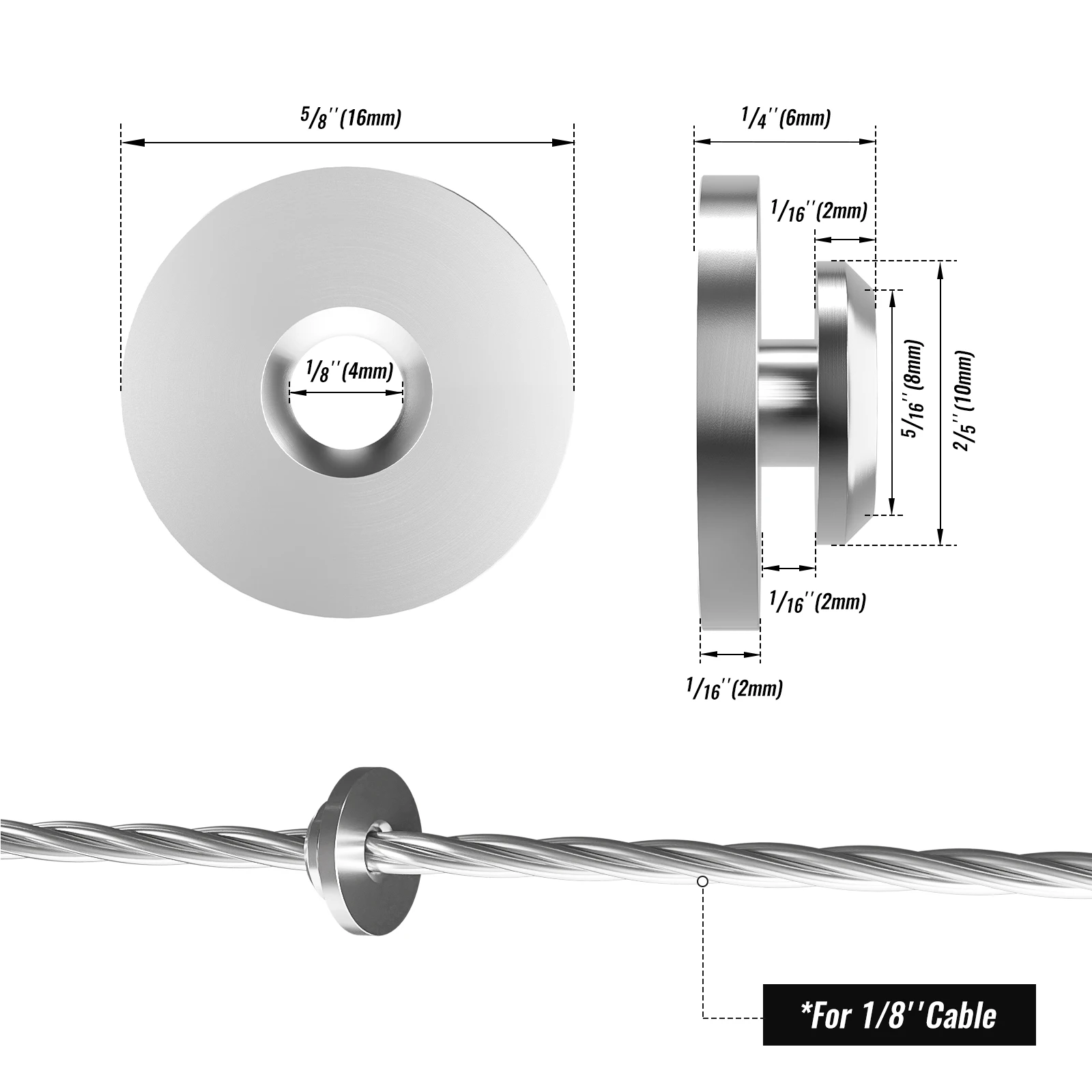 Stainless Steel Horizontal Wheel Protector Cable Kit, Horizontal Wheel Cable Railing Protective Sleeve
