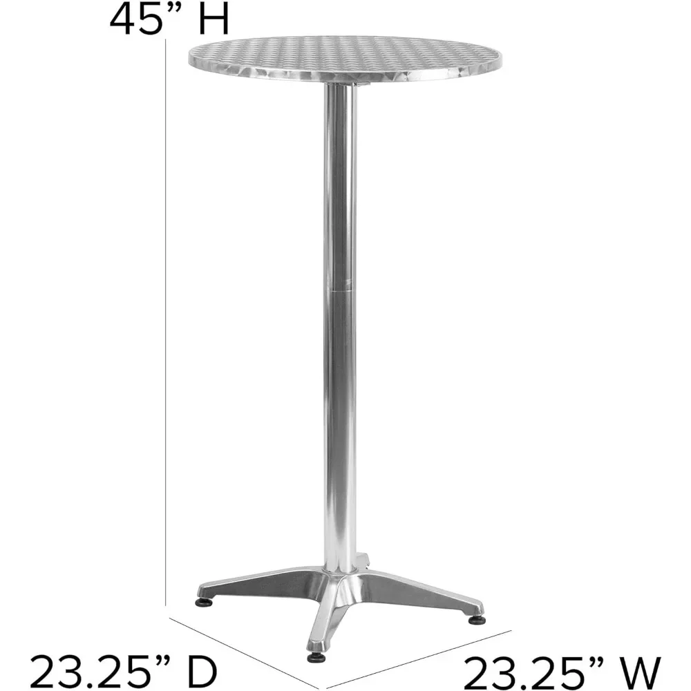 Meubelen Mellie 23.25 "Ronde Aluminium Binnen-Buiten Bar Hoogte Tafel Met Opklapbare Tafel