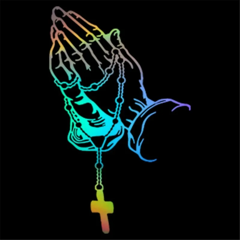 

Car Stickers Personalized Prayer Bead Gesture Cross Rear Window Body Waterproof Decorative Accessories Scratch Cover