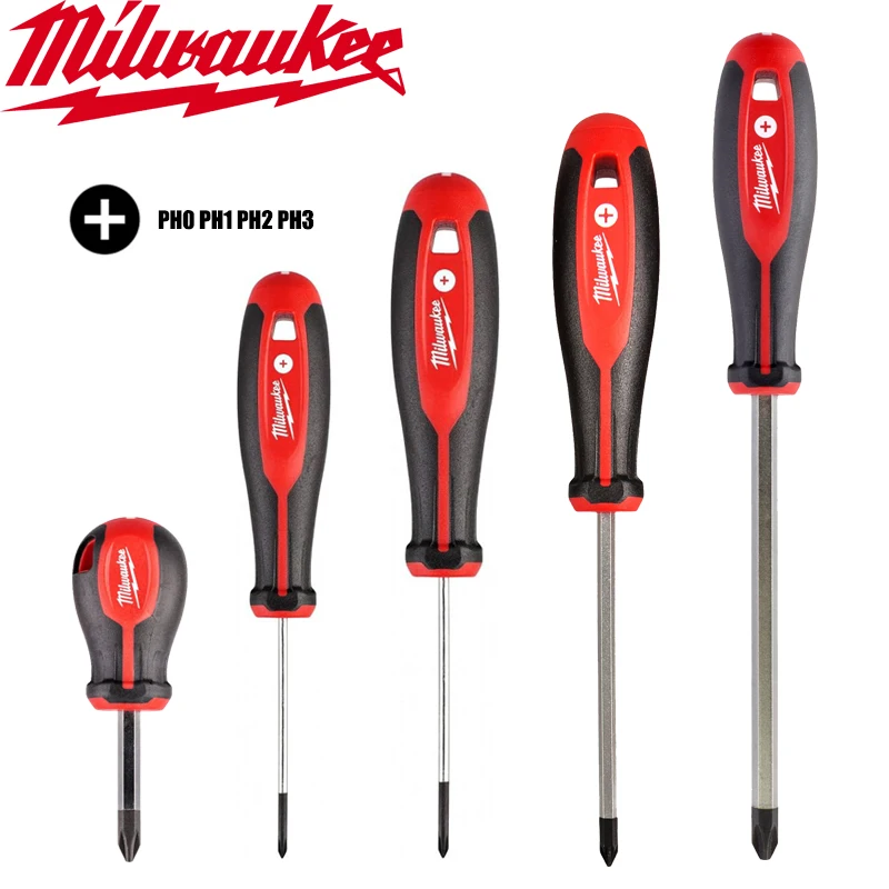 Milwaukee Tri-Lobe Screwdriver Three Touch Adhesive Handle Cross PH0/PH1/PH2/PH3 4932471785 4932471788 4932471789 Hand Tools