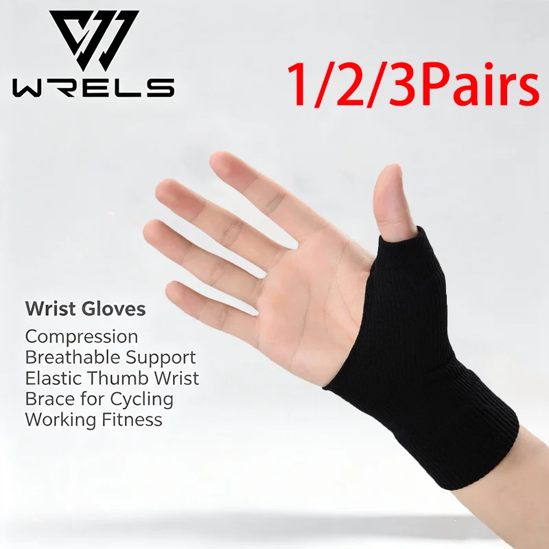 1/2/3Pairs Wrist Gloves Compression Breathable Cycling Wrist Support Brace Gloves Elastic Working Thumb Wrist Support Braces