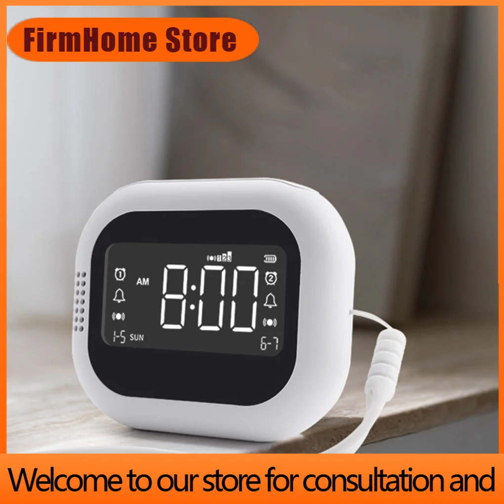 Многофункциональные часы-будильник FirmHome Store с LED-дисплеем, вибрацией, перезаряжаемые, с белым шумом и естественными звуками, для студентов, с мощным сигналом пробуждения
