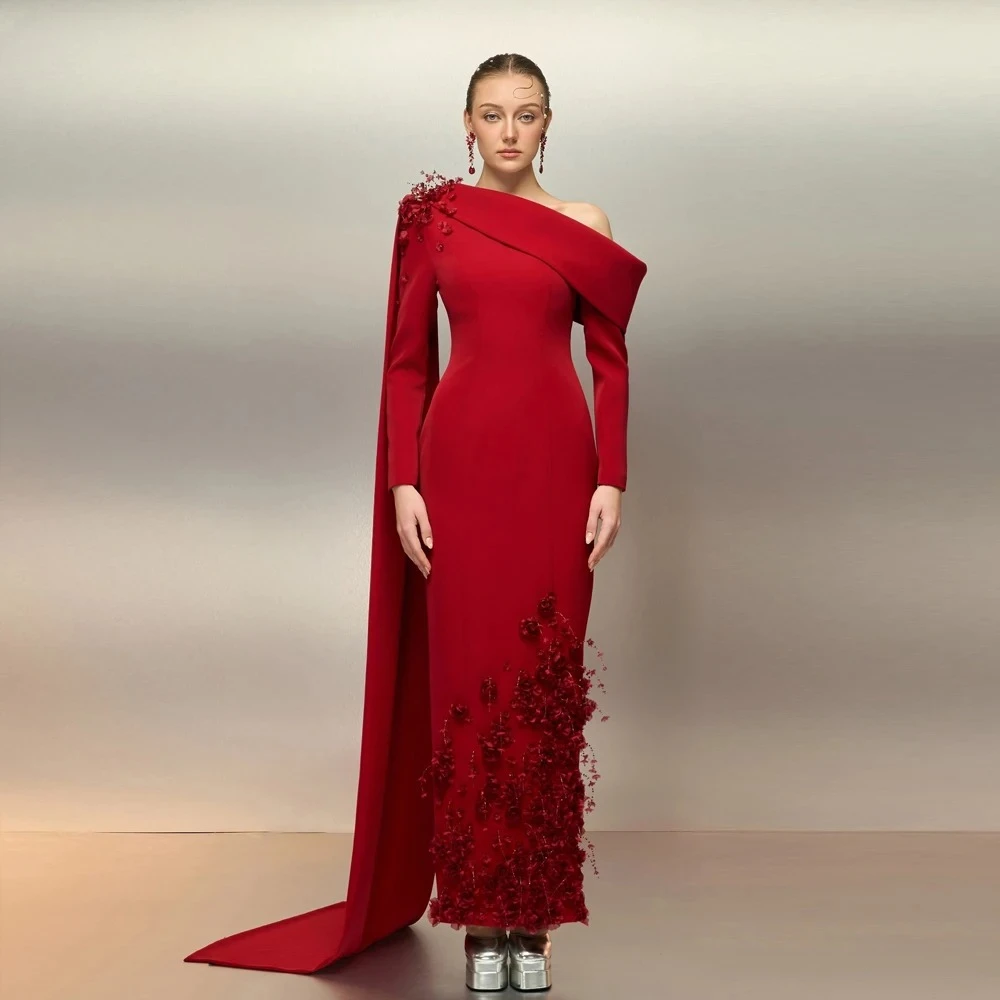 

Индивидуальное платье для матери жениха/невесты на одно плечо, фасон «русалка», с цветочным декором, длина до щиколотки