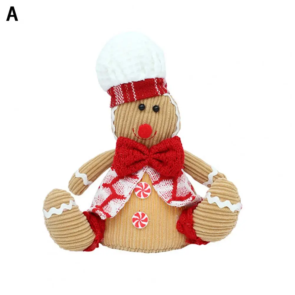 Sitting Gingersnap Man Decoration Holiday Gingerbread Decor Handmade Christmas Gingersnap Man Doll Decoration with White Hat