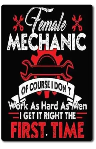 Metal Garage Sign Funny  Female Mechanic Hourly  Labor Rates  Vintage Look